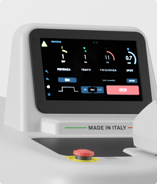The intuitive graphical user interface of the Orotig' s Aries laser welder allows settings to be easily changed from the touch screen.