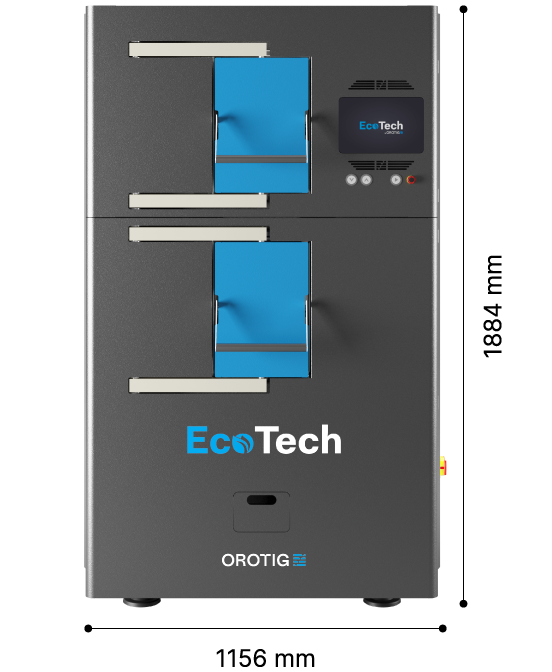 Ingombro e dimensioni del forno EcoTech di Orotig.