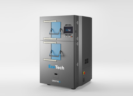 EcoTech is Orotig's two-chamber rotating burnout furnace that allows the burnout of different types of material at the same time.