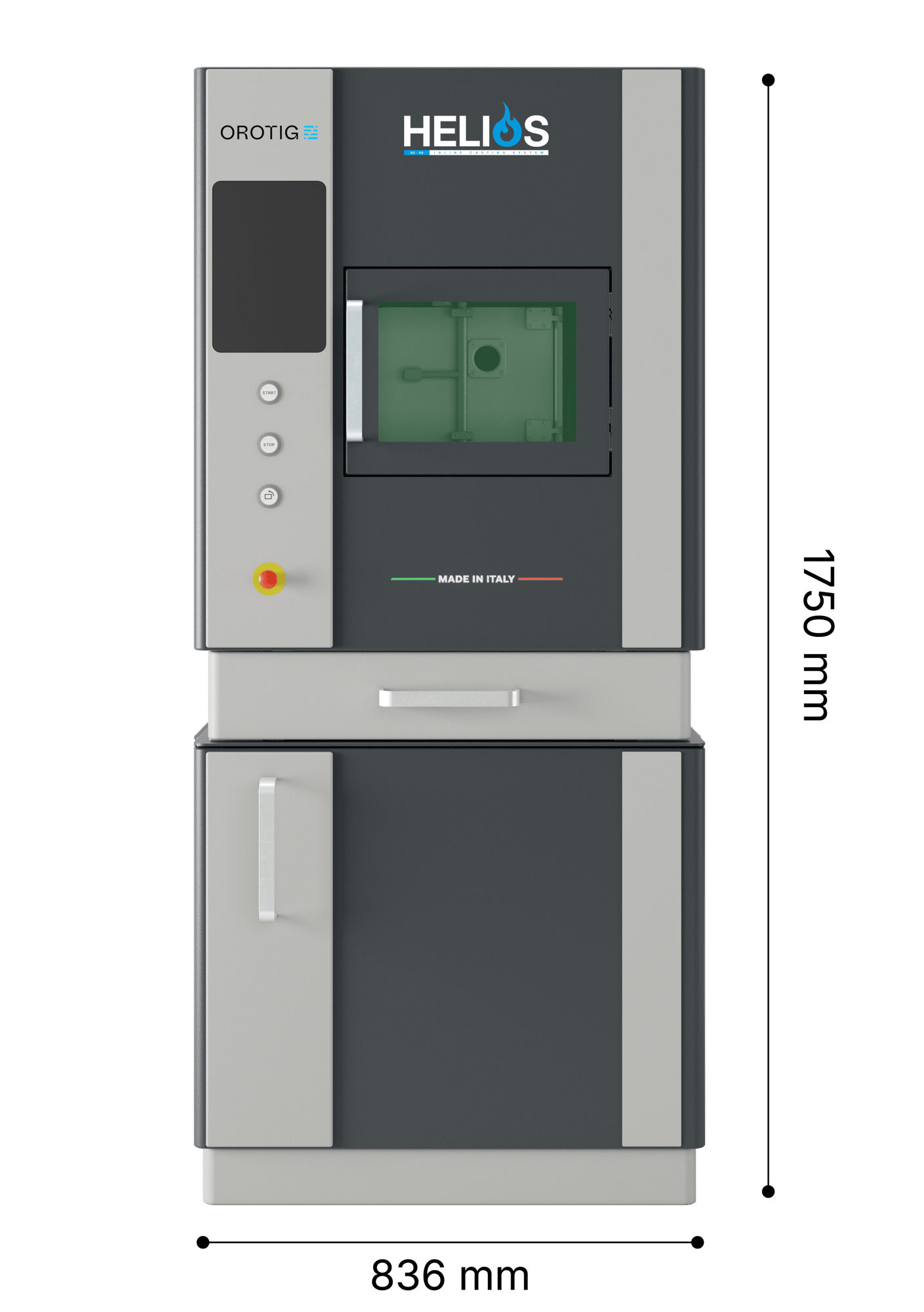 Dimensioni Helios | Dimensioni e ingombro della fonditrice Helios