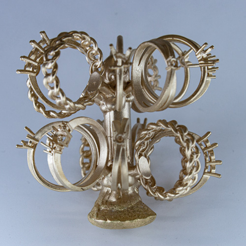 Goldgießbaum hergestellt mit dem Tischschmelzofen Prometheus von Orotig.