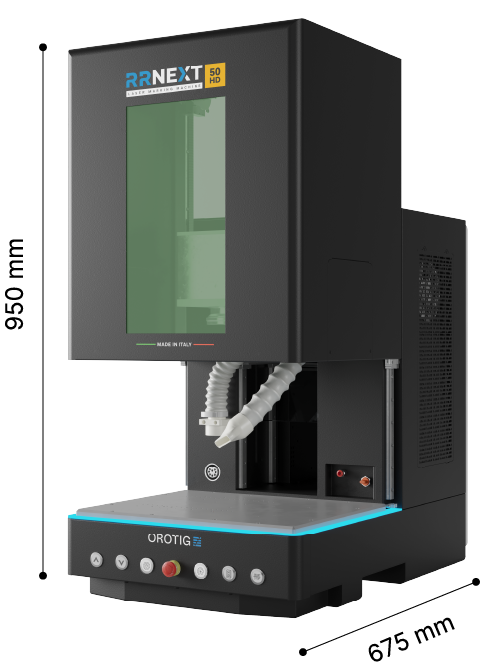 Dimensioni RR Next | Dimensioni e ingombro della marcatrice laser per orafi
