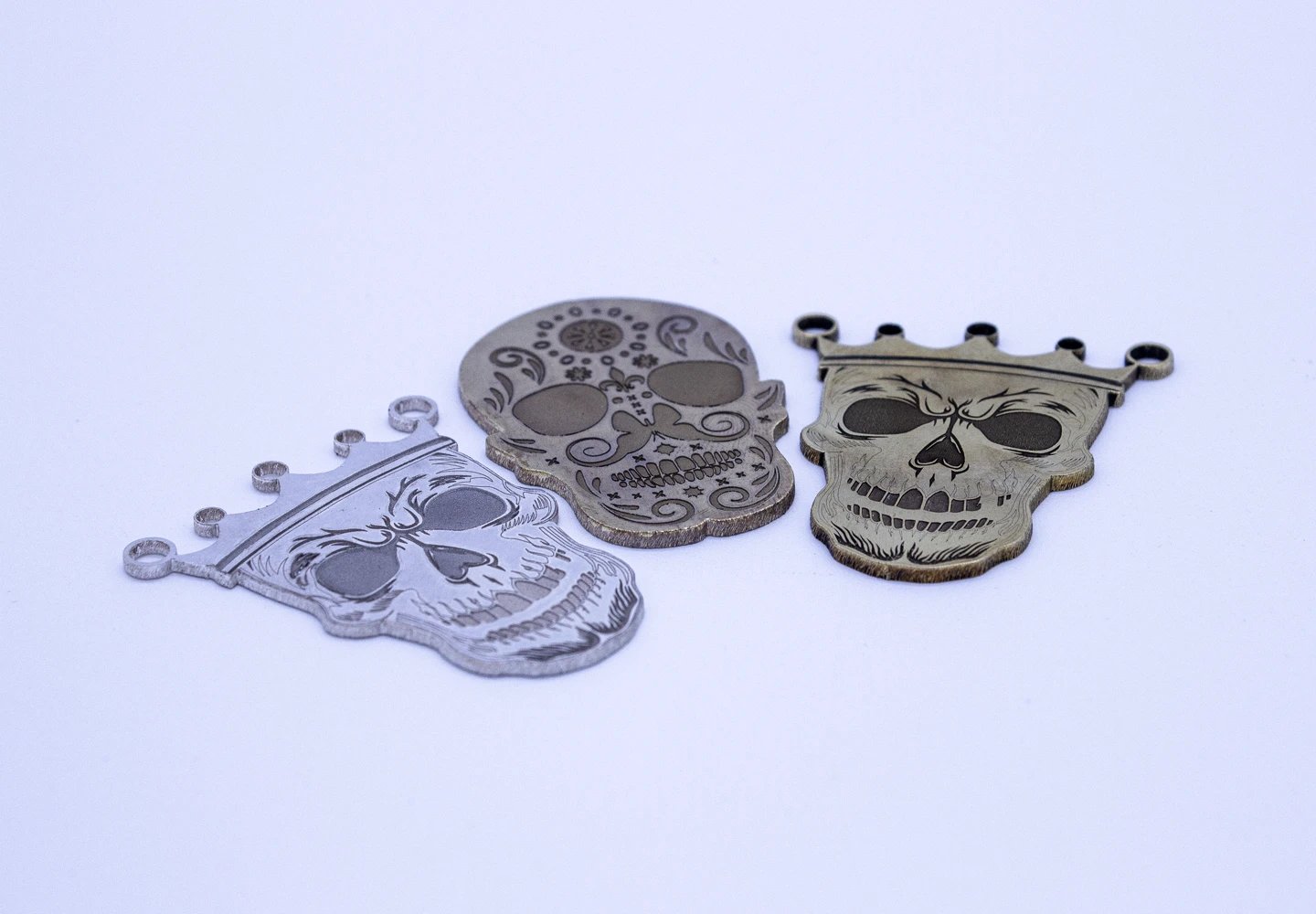 Marking and cutting of three skulls using Orotig's TDL 500 marking and cutting laser.